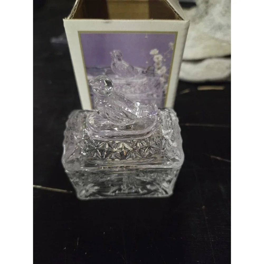 Crystal Clear Industries Song Bird 24% Lead Crystal Trinket Box New Open Box